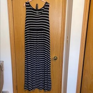 George Navy and Cream Striped Maxi Dress